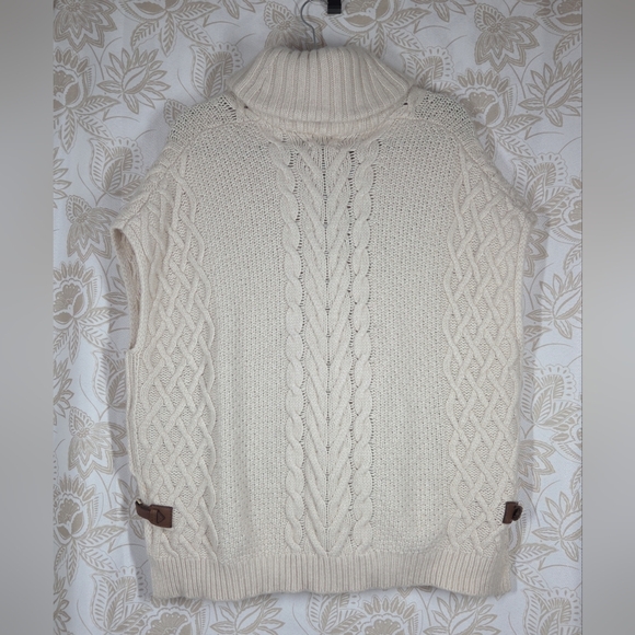 NEW Massimo Dutti Wool Angora Cashmere Poncho Cape sz S Fisherman Cable Kangaroo - Picture 2 of 12